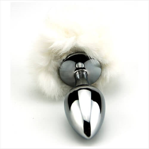 Furry Fantasy White Bunny Tail Butt Plug - intimi