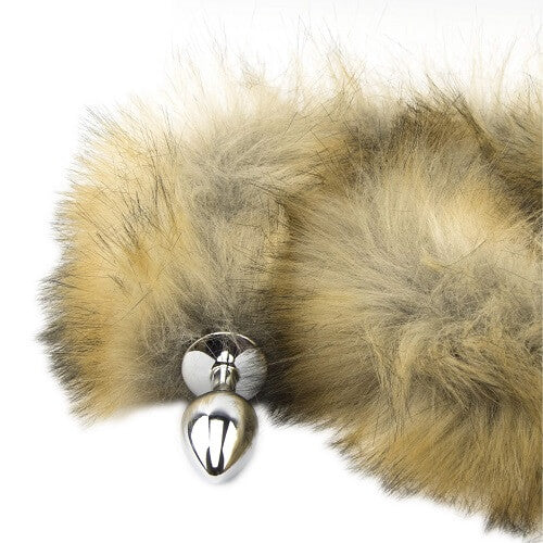 Furry Fantasy red fox tail butt plug featuring a plush red fox tail and smooth body, designed for adult use and cosplay accessories.