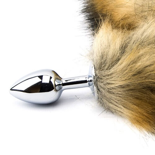 Furry Fantasy red fox tail butt plug with plush faux fur and realistic fox tail design, ideal for cosplay or costume accessories.