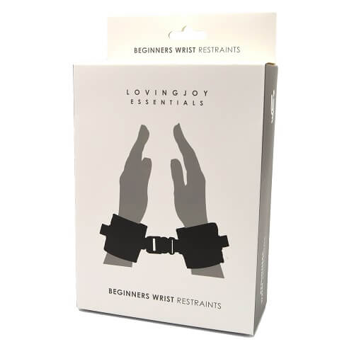 Loving Joy Beginners Wrist Restraints in soft material, designed for comfortable bondage play, shown in a neutral setting.