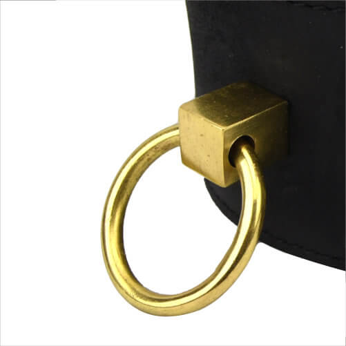 Bound Noir Nubuck Leather Collar with O Ring - intimi