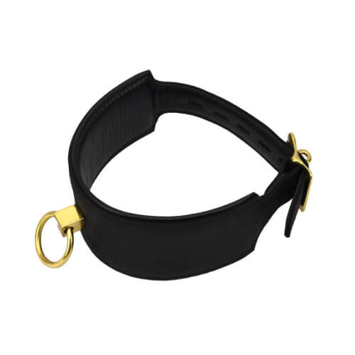Bound Noir Nubuck Leather Collar with O Ring - intimi