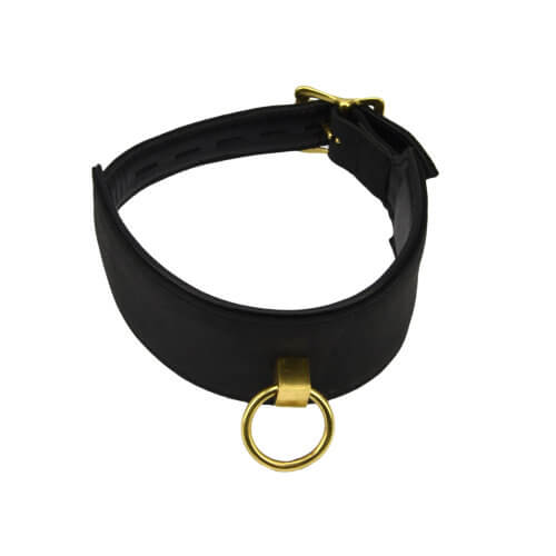 Bound Noir Nubuck Leather Collar with O Ring - intimi