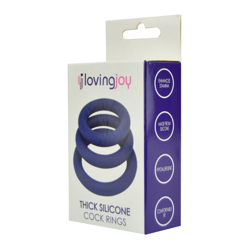 Loving Joy Thick Silicone Cock Rings 3 Pack penisrengas