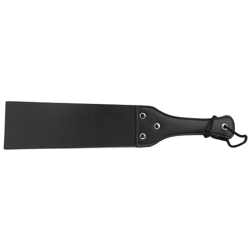 Bound to Please strap spanking paddle with two leather straps, designed for playful discipline and sensation.