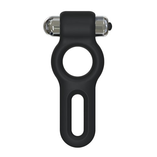 JoyRings silicone vibrating cock and ball ring with textured design for added stimulation and comfort.