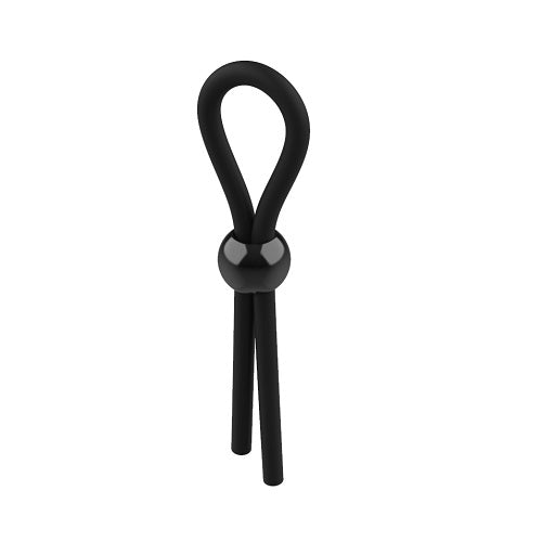 JoyRings silicone adjustable stamina cock ring shown on a model, highlighting its flexible design and secure fit for enhanced performance.