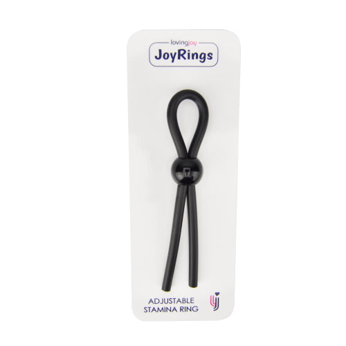 JoyRings silicone adjustable stamina cock ring shown in packaging, designed to enhance performance and comfort during use.