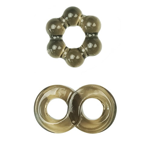 JoyRings Stamina Cock Ring Set with two adjustable silicone rings for enhanced performance and comfort.