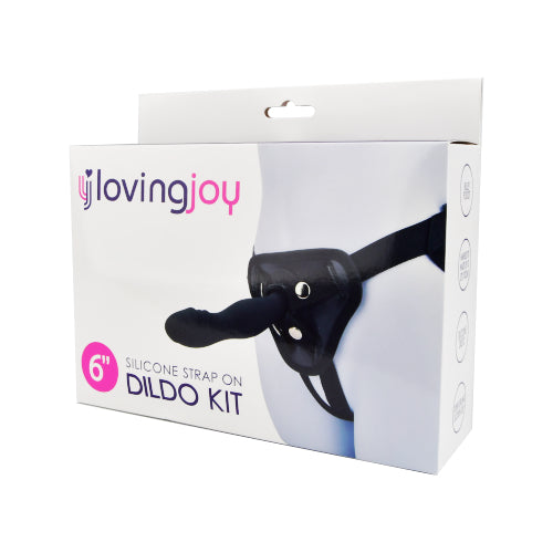 Loving Joy 6-inch silicone strap-on dildo kit with adjustable harness and realistic design for adult intimacy and pleasure.