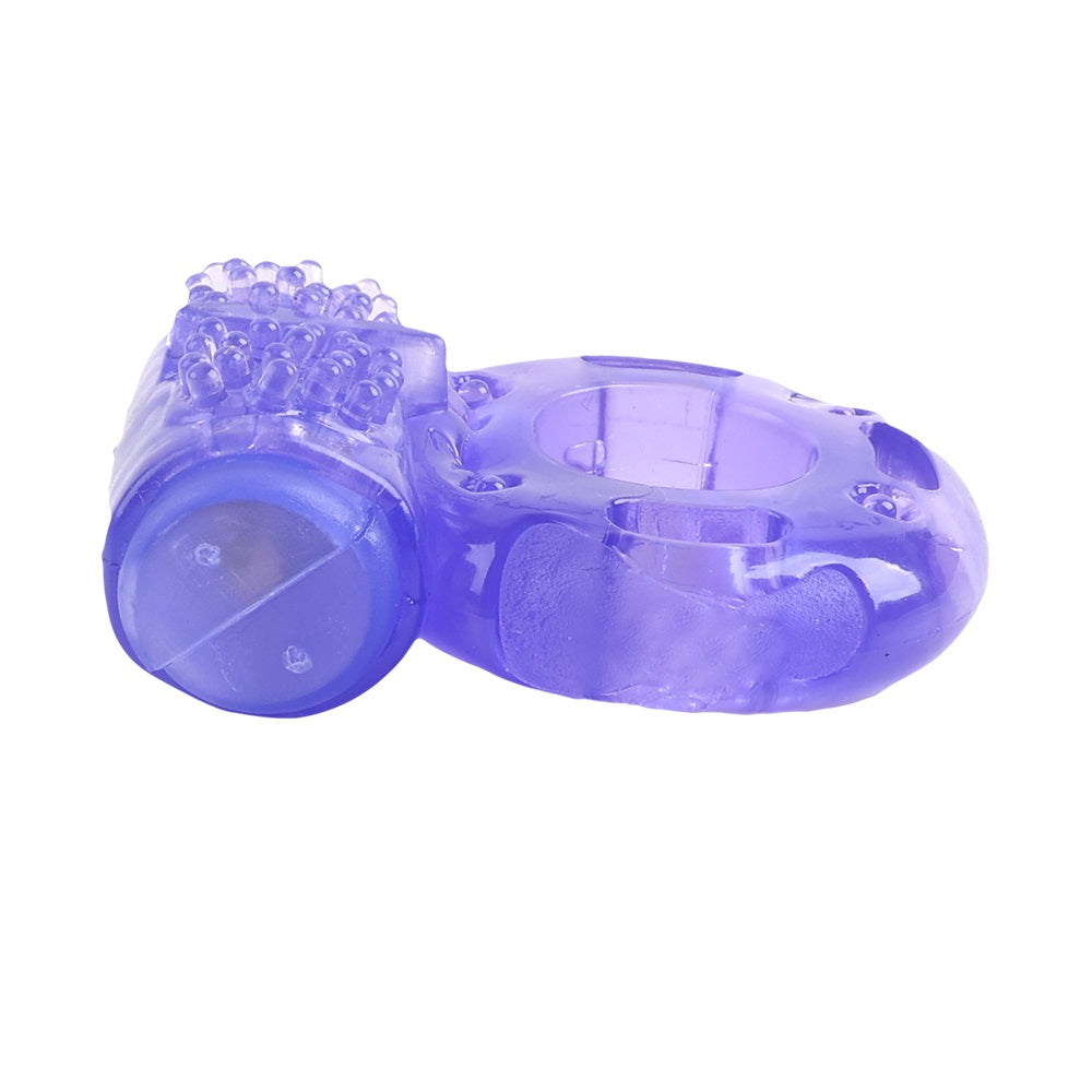 Single speed vibrating cock ring by Rev-Rings, featuring a sleek design and positioned for optimal use.