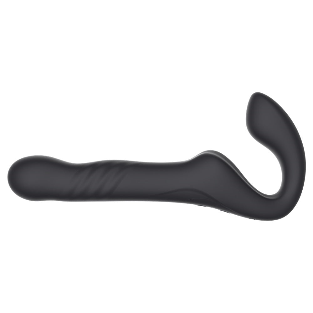 MINA Surge remote-controlled strapless strap-on with thrusting and vibrating features, shown in a close-up view.