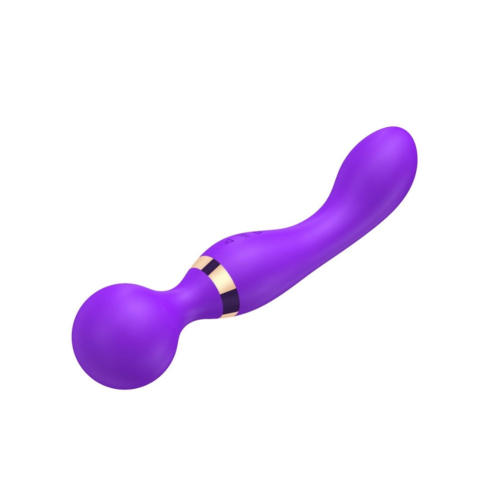 Loving Joy dual-ended wand vibrator with flexible design, featuring smooth silicone surfaces and ergonomic shape for pleasure.