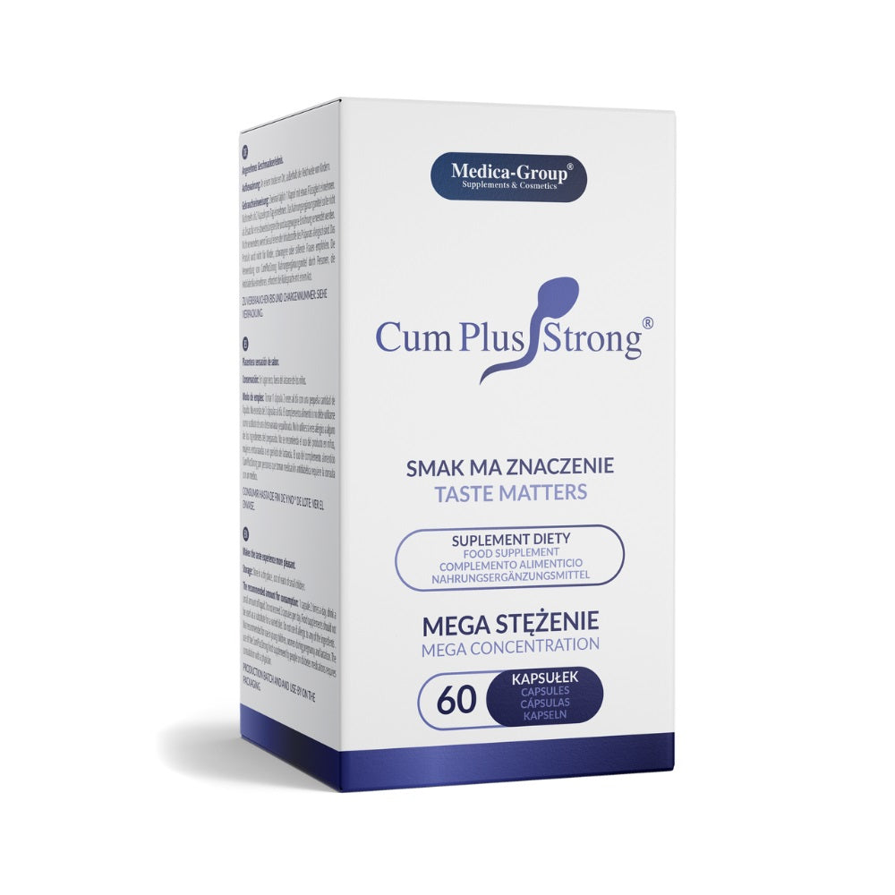 Cum Plus Strong Tablets by Medica Group in a 60 pack, showcasing the product's packaging and tablet form.