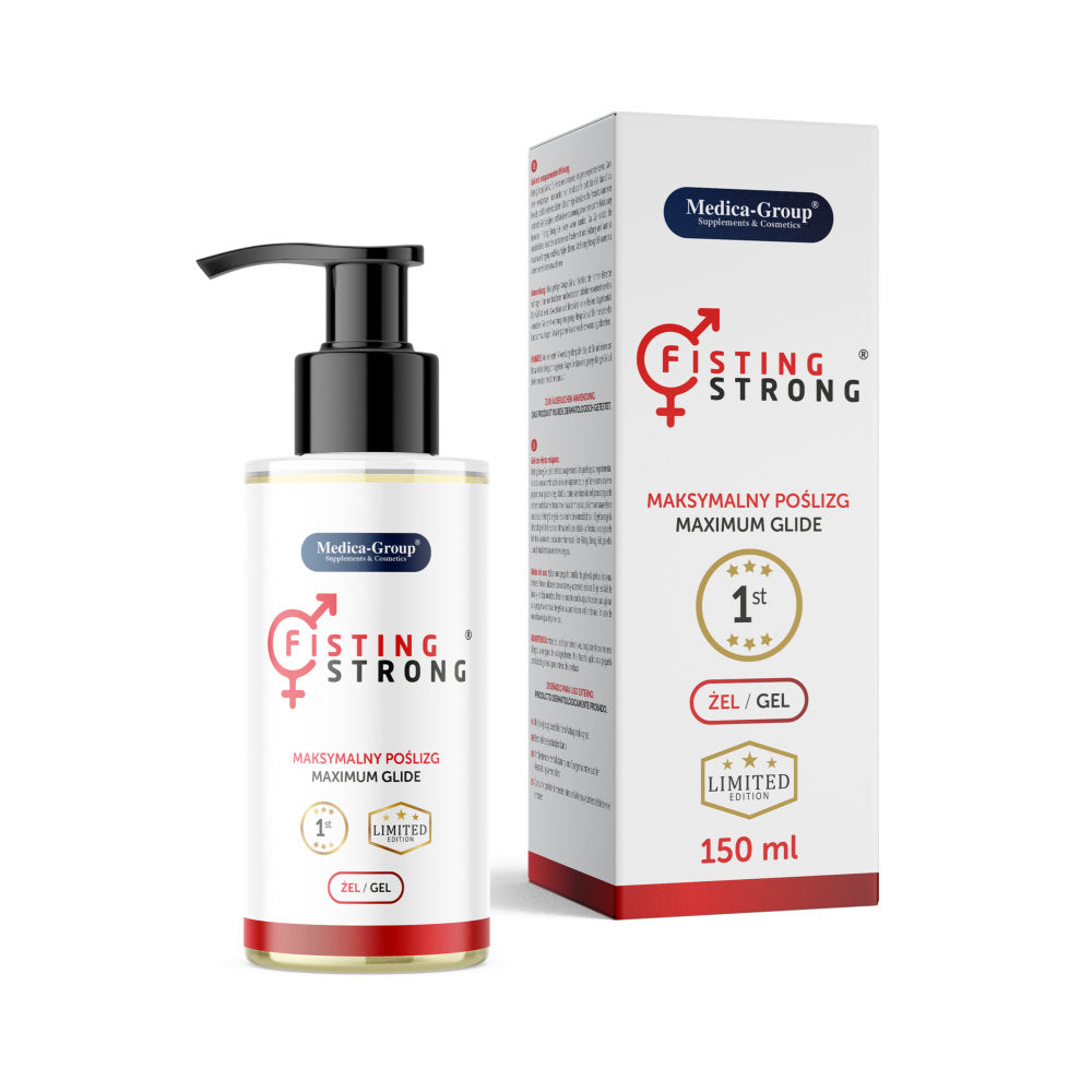 Medica Group Fisting Gel Strong 150ml bottle, sexual enhancer with thick, clear gel for enhanced intimacy and comfort.