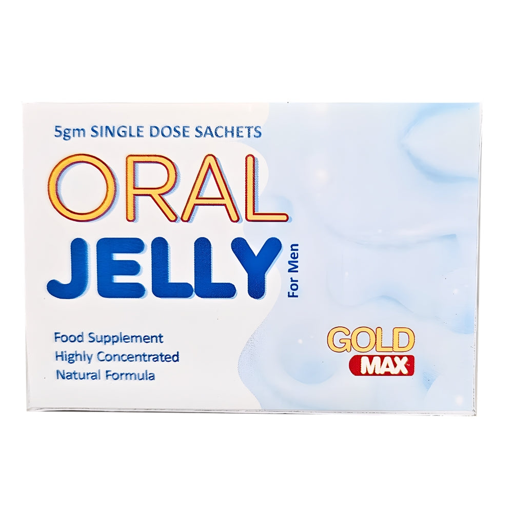 GoldMAX Oral Jelly pack with 7 sachets, designed as a sexual enhancer for improved intimacy and experience.
