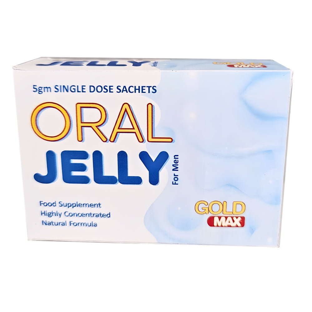 GoldMAX Oral Jelly in a 7 sachet pack, featuring a vibrant packaging design for sexual enhancement use.