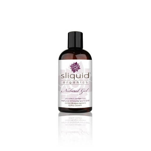 Sliquid Organics Natural Gel Thick Lubricant in 255ml bottle, clear gel for enhanced comfort and lubrication.