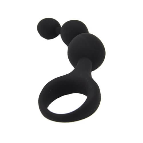 Loving Joy black triple ripple anal beads set with three graduated silicone beads for stimulation and comfort.