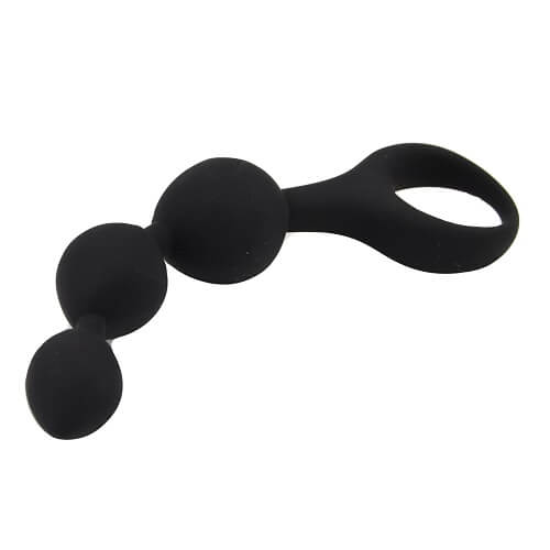 Black Loving Joy Triple Ripple Anal Beads set with three graduated silicone beads, designed for comfort and pleasure.