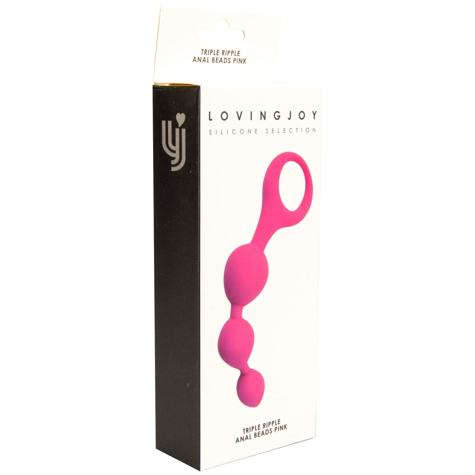 Pink Loving Joy Triple Ripple Anal Beads set, featuring three graduated ripple-shaped anal beads for pleasurable stimulation.