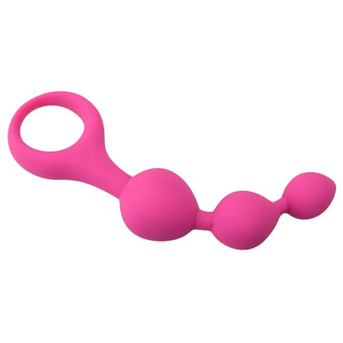 Pink Loving Joy Triple Ripple Anal Beads set with three graduated rippled beads for anal pleasure, designed for comfort and stimulation.
