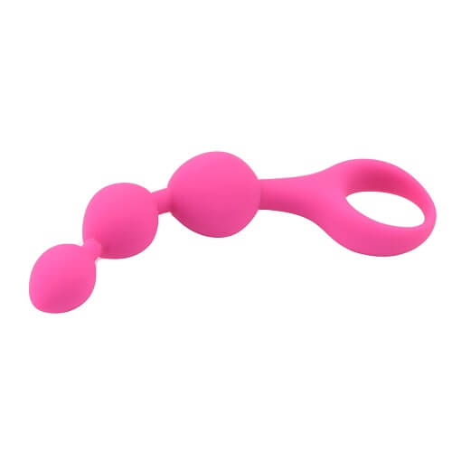 Pink Loving Joy Triple Ripple Anal Beads set, featuring smooth, textured silicone beads designed for anal stimulation.