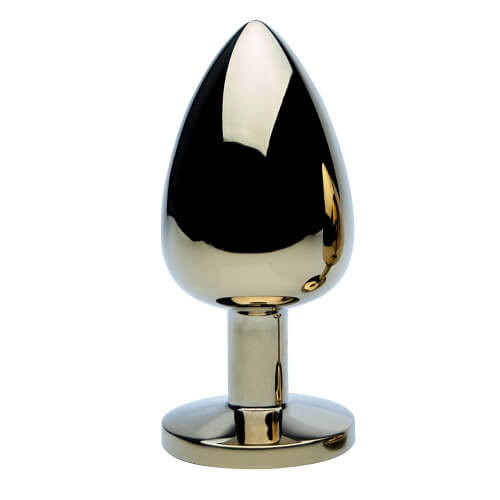 Large gold butt plug from Precious Metals, smooth and shiny anal toy for adult use, designed for comfortable insertion and maximum pleasure.