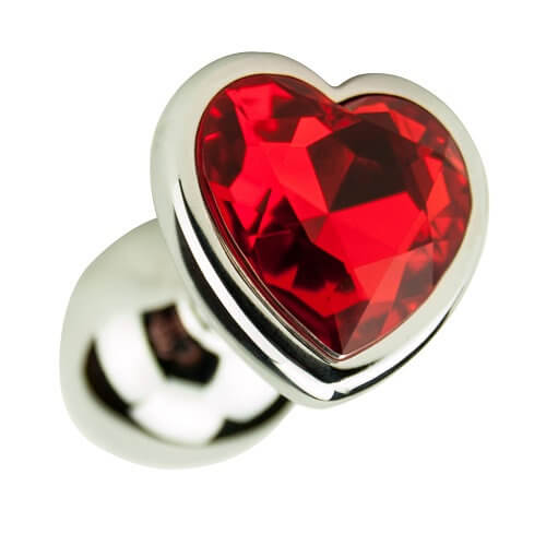 Silver heart-shaped butt plug by Precious Metals, showcasing a sleek design and smooth finish for comfortable use.