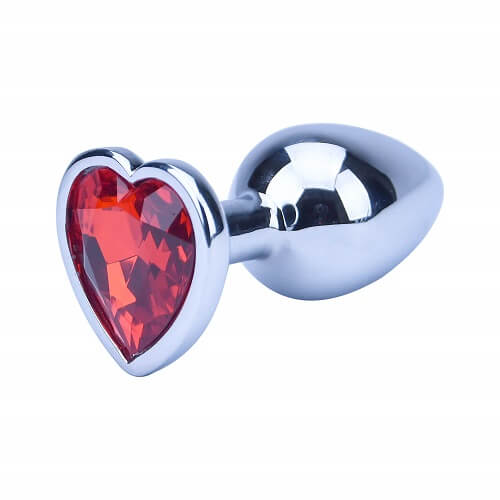 Silver heart-shaped butt plug by Precious Metals, showcasing its elegant design and smooth finish.