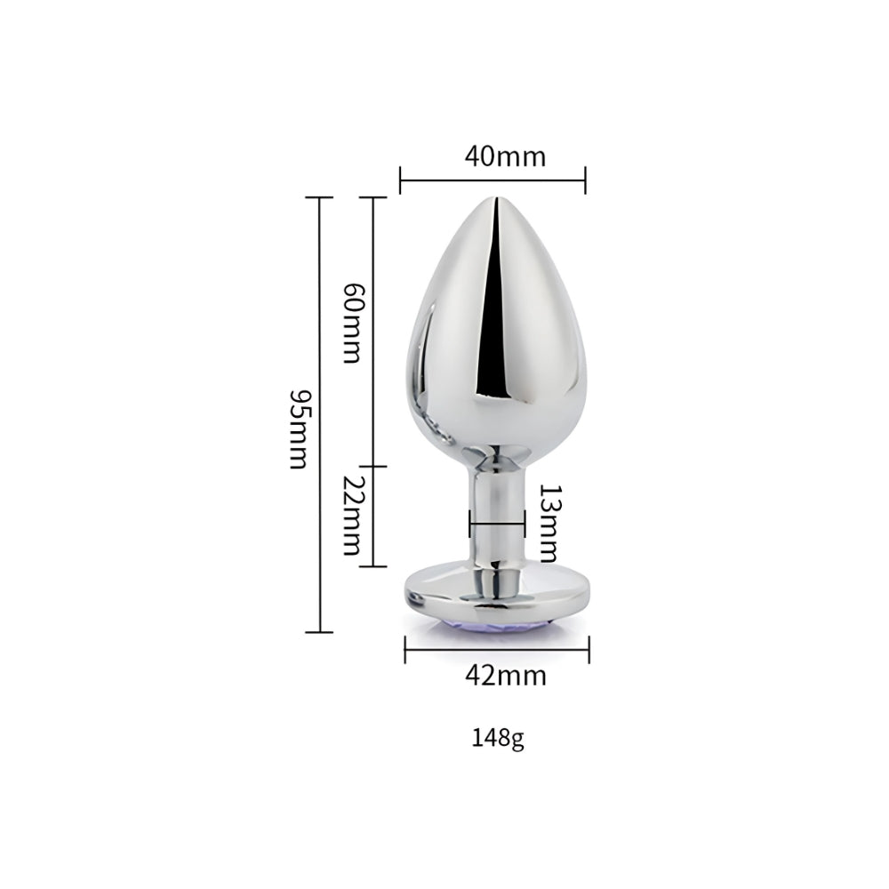 Toosh Silver Metal Butt Plug Large Pink Stone anaalitappi