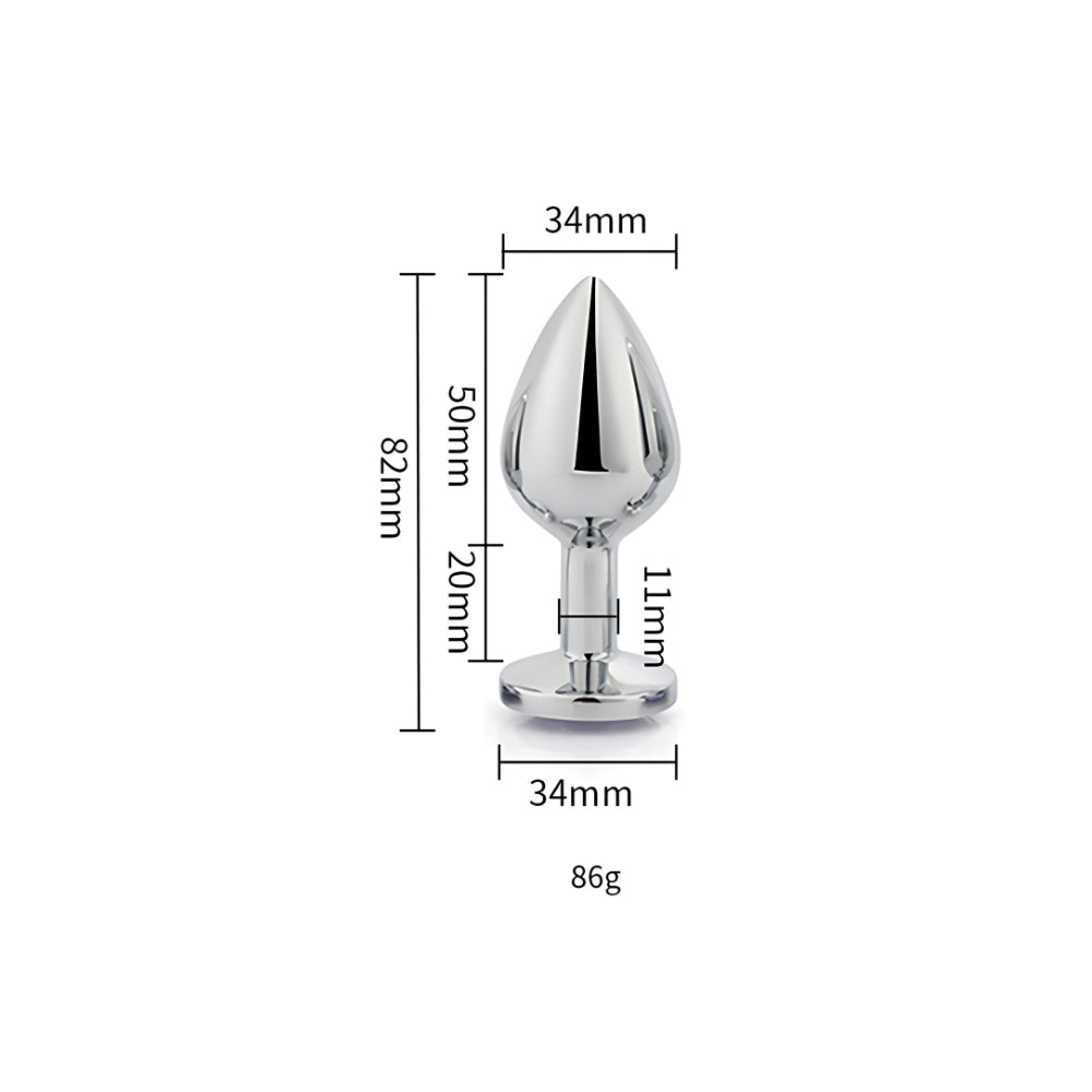 Toosh Silver Metal Butt Plug Medium Red Stone anaalitappi