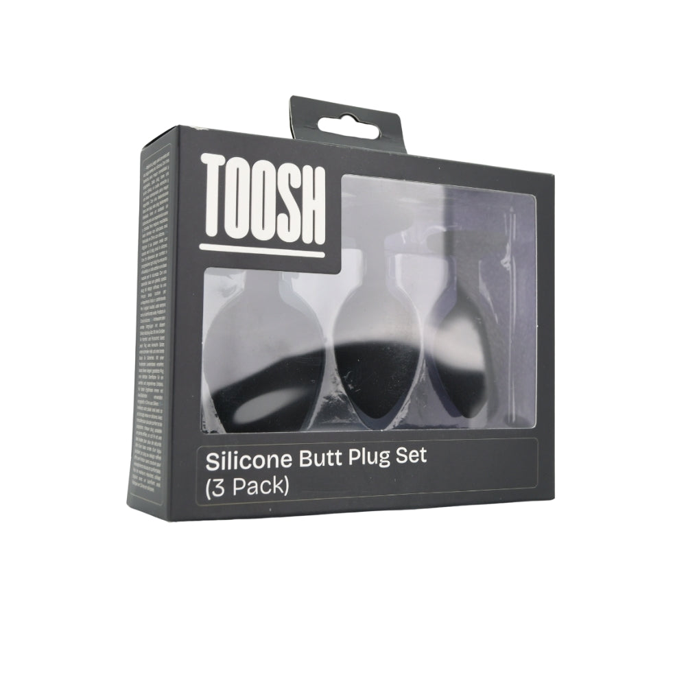 Toosh Silicone Butt Plug Black Set of 3 Clear Stone anaalitappi